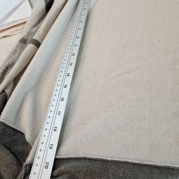 Kinross Cashmere Open Front Long Cardigan Sweater Large Gray & Beige - Picture 7 of 8